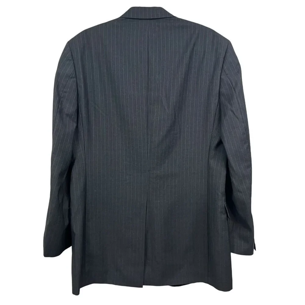 Hart Schaffner Marx Men‎ Wool Blazer Black Pinstripe 2 Button Vented Sz 40L